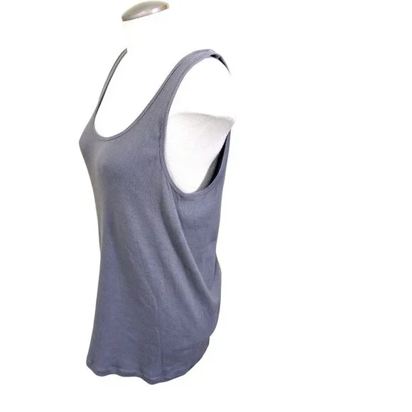 Old Navy Womens Size 2X Gray Scoop Neck Rib Knit First Layer Tank Top Fitted - Picture 5 of 8